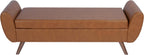 HomePop Modern Storage Bench with Wood Legs |Homepop Home Décor|Bench with Storage for Living Room & Bedroom - Cognac Brown Faux Leather