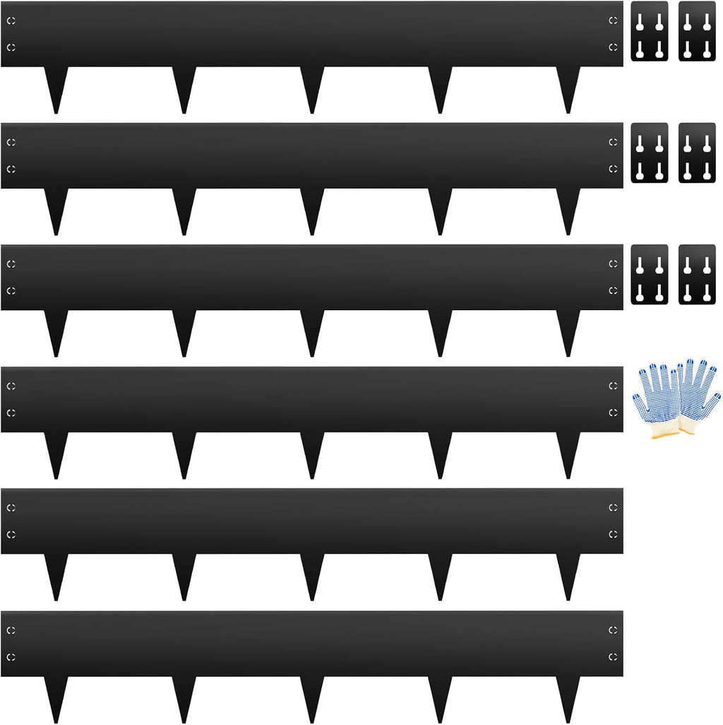 Steel Landscape Edging 6-Pack, 10" H X 40" L Bendable Metal Edging for Landscaping, No-Dig Metal Landscaping Edging for Yard, Lawn Edge, Pathway & Flower Beds (20Ft Total)