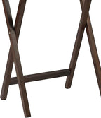 PJ Wood - 5-Piece Folding Tray Table Set - Walnut with Rack | Solid Wood, 14.57 x 19.09 x 26 in, 36 lb Capacity, Indoor Use, Rectangular Design, Glide Feet, Space Saving Storage
