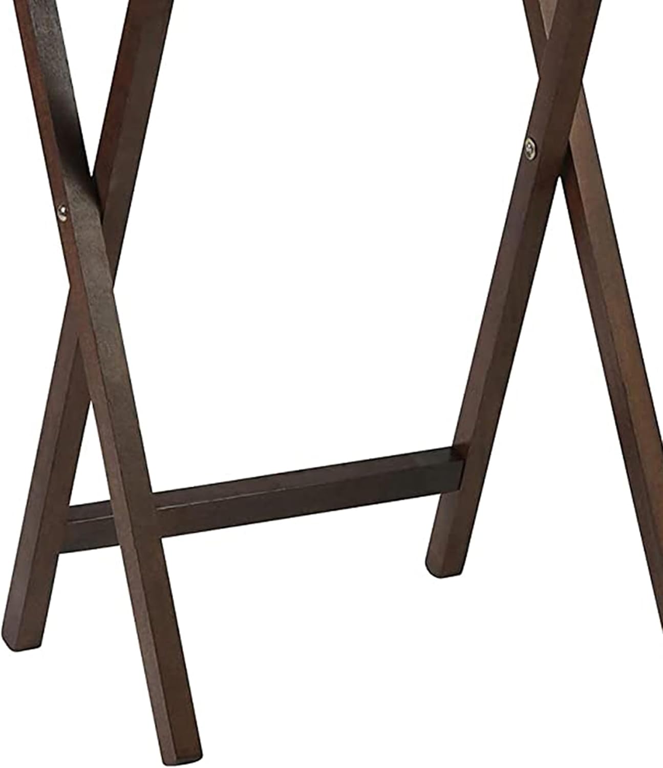 PJ Wood - 5-Piece Folding Tray Table Set - Walnut with Rack | Solid Wood, 14.57 x 19.09 x 26 in, 36 lb Capacity, Indoor Use, Rectangular Design, Glide Feet, Space Saving Storage