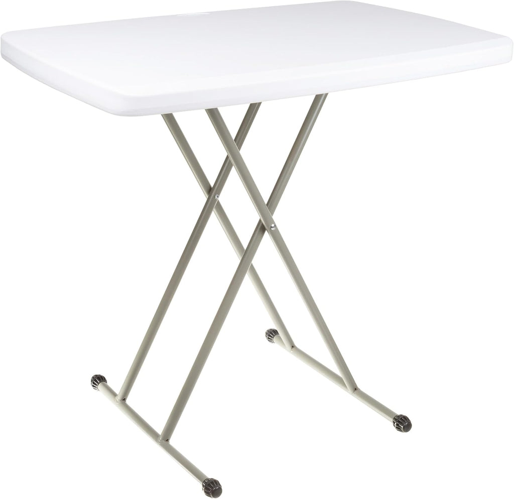 30 Inch - Small Desk Adjustable Height TV Tray for Laptop,Couch, Camping - Heavy Duty Utility Foldable Table for Small Spaces, Portable White Granite Folding Table
