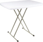 30 Inch - Small Desk Adjustable Height TV Tray for Laptop,Couch, Camping - Heavy Duty Utility Foldable Table for Small Spaces, Portable White Granite Folding Table