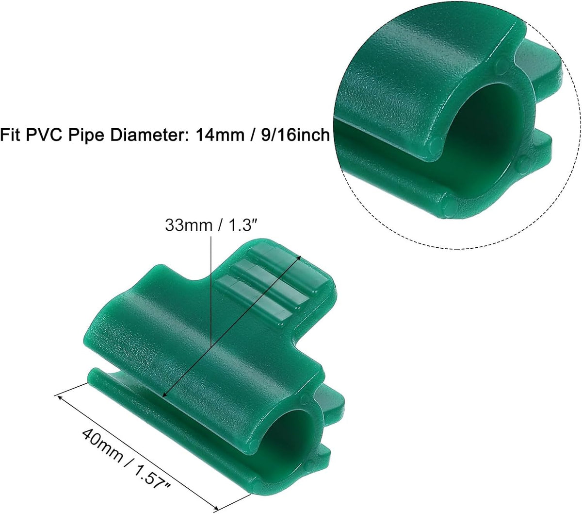 uxcell Greenhouse Clamps for 9/16inch PVC Pipe, 20pcs Greenhouse Film Clamps Shading Net Rod Clip Garden Hoops for Row Cover, Greenhouse Plastic Sheeting(Dark Green)