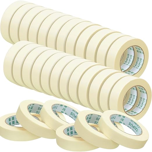Masking Tape Bulk General Purpose Masking Painting Tape 55 Yards for Painting Home Office School Stationery Arts Crafts Basic Use, Easy Removal(30 Rolls,0.8 Inch)