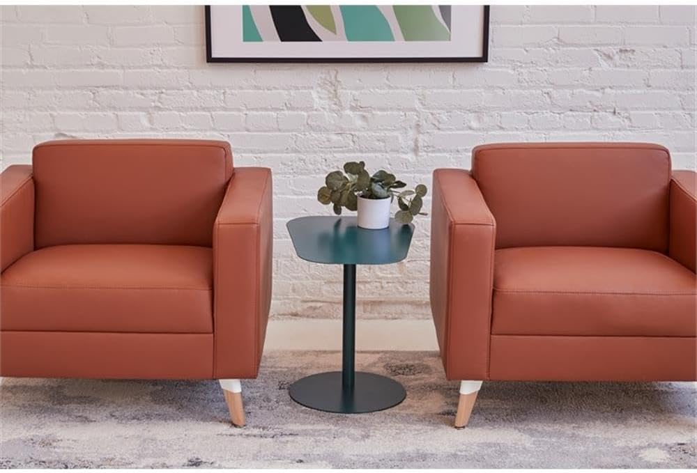 Pemberly Row Modern Metal End Table, 20 in H x 19.75 in W, C-Shaped Space-Saving Design, Green Powder Coat Finish, Durable Steel Construction, Compact Accent Table for Living Room or Small Spaces