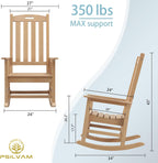 Psilvam Outdoor Rocking Chairs Set of 2, Oversized Porch Rocker (Teak)