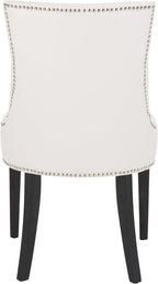 SAFAVIEH Home Collection - Lester White Faux Leather Dining Chair, Nailhead Trim, Modern Transitional Accent Seating (MCR4709N)