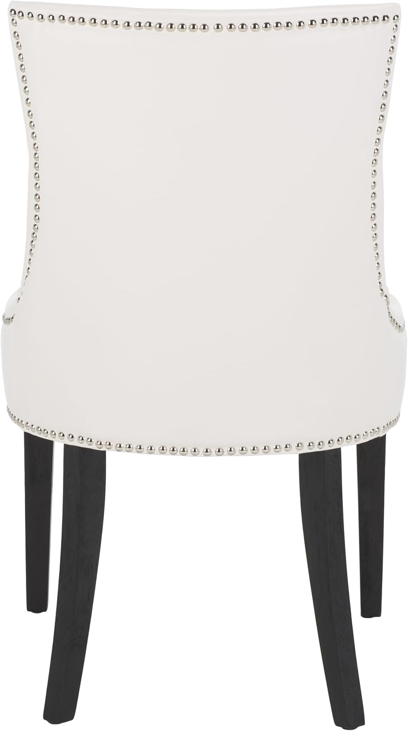 SAFAVIEH Home Collection - Lester White Faux Leather Dining Chair, Nailhead Trim, Modern Transitional Accent Seating (MCR4709N)