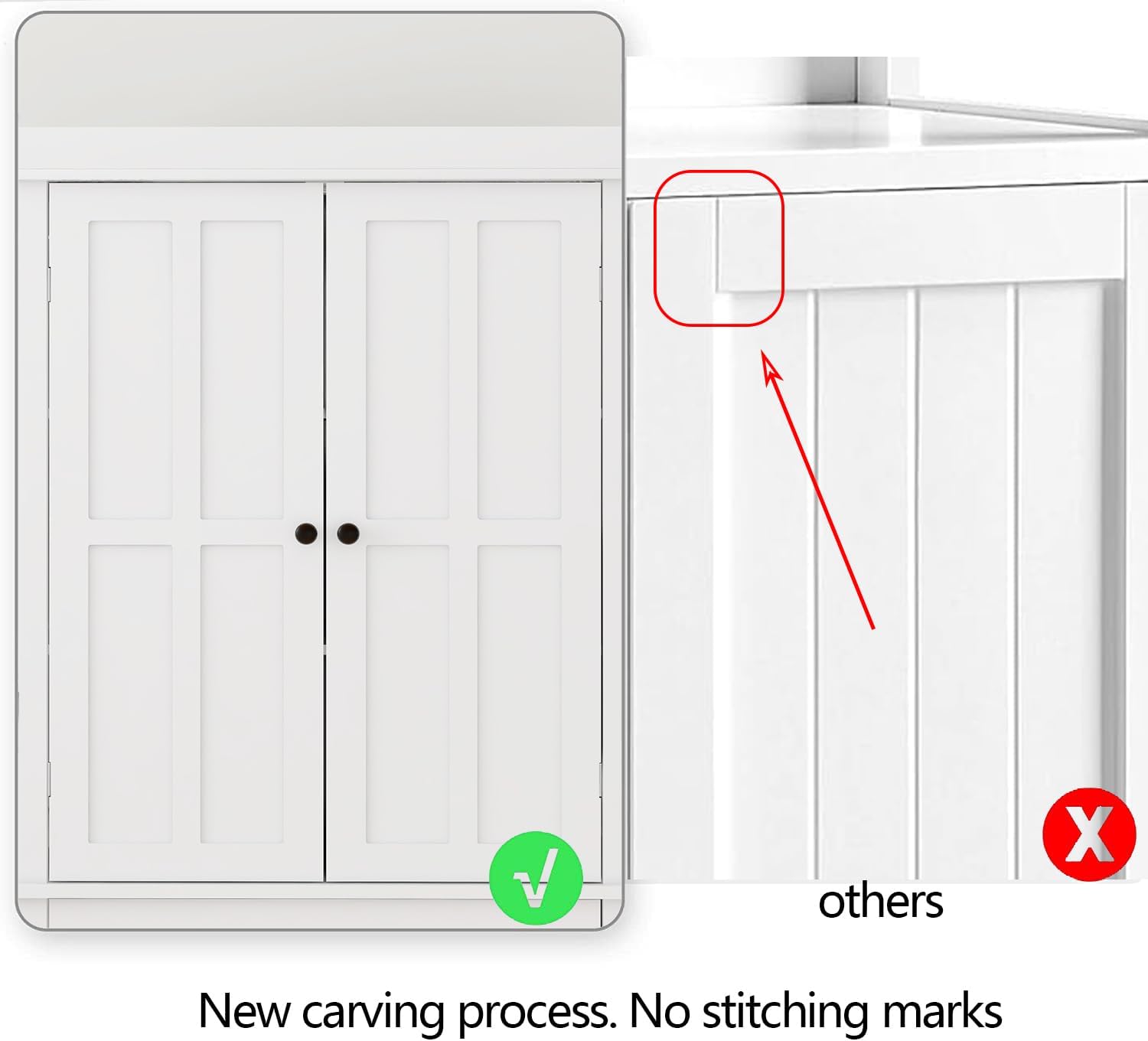 RASOO 70.87" Hutch Cabinet with Storage Freestanding White Pantry Storage Cabinet with 1 Drawer and 4 Doors, 3 Adjustable Shelves Inside of The Buffet Cabinet