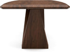 Furniture of America Nazaen III 82.5" Mid-Century Modern Solid Wood Live Edge Dining Table with Steel Support, Walnut Finish, Seats 4–6