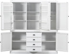 VilroCaz Freestanding Large Kitchen Pantry, Wooden Kitchen Organizers and Storage Kitchen Cabinet with 4 Drawers, Cupboard, 5 Doors, Adjustable Shelves for Dining Room (White-3.15)