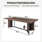 Hlivelood 78Inch Large Dining Table for 6 8 People,Wooden Rectangular Kitchen Table W/Waterproof Tabletop,Large Rectangle Furniture W/Adjustable Legs,Brown Dinner Table for Kitchen Dining Room(78IN)