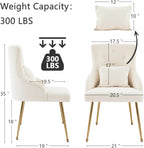 Velvet Vanity Chairs with Back, Upholstered Makeup Chair No Wheels with Metal Legs & Lumbar Pillow for Living Room/Makeup Room/Bedroom/Home Office/Kitchen