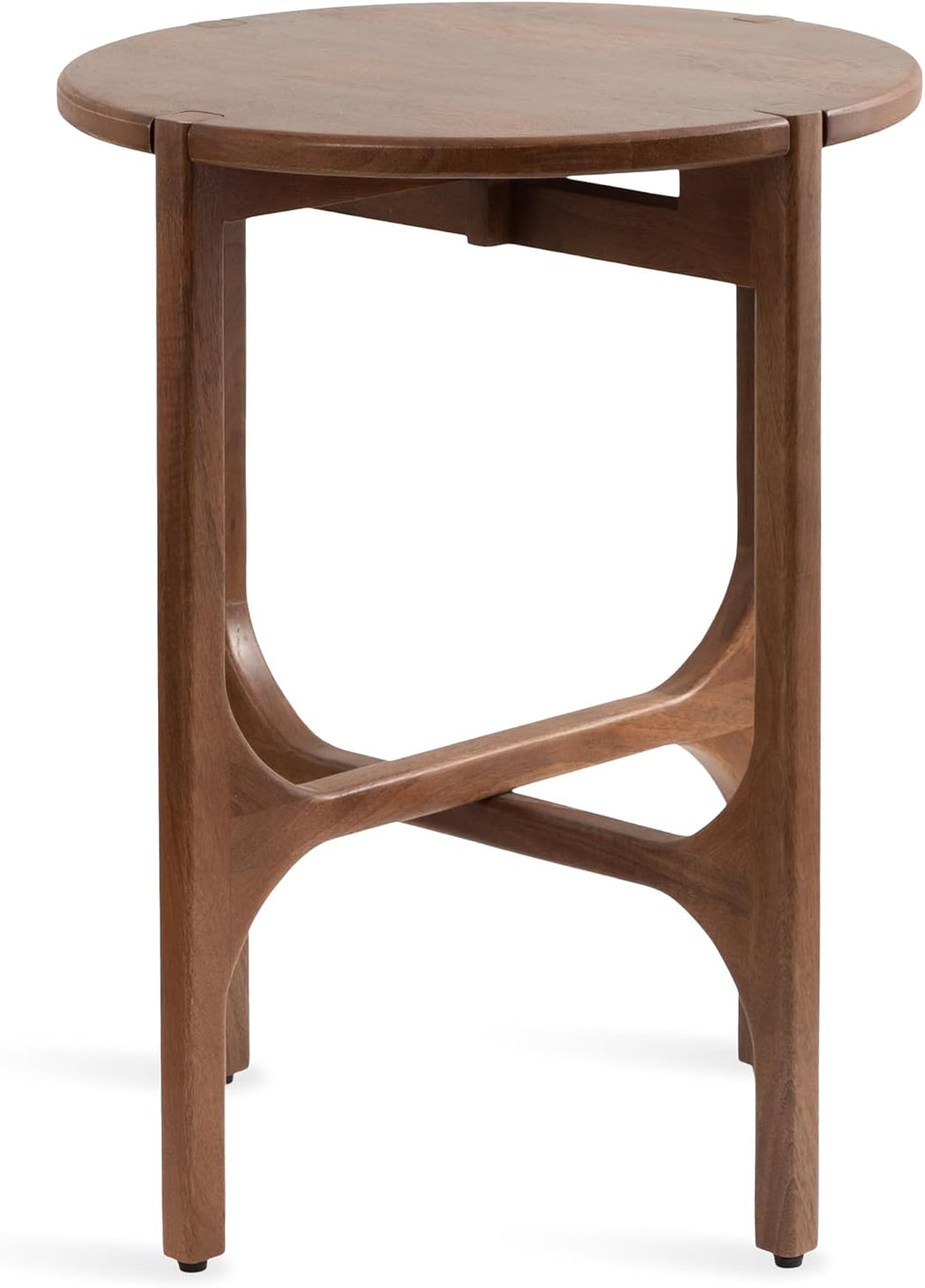 Kate and Laurel Kroscove Modern Geometric Mango Wood Round Side Table, 18 x 18 x 24, Walnut Brown, Transitional Wood End Table for Use as Bedroom Nightstand or Living Room Decor Piece