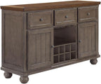 Rustic Two Tone Server with Powerpack Gray Solid Wood MDF | Includes powerpack for integrated lighting and storage