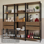 Madesa Kitchen Pantry Storage Rack with 4 Drawers and Open Shelves 78" L Multiuse Modular Cabinet for Kitchen Organization - Black/Brown