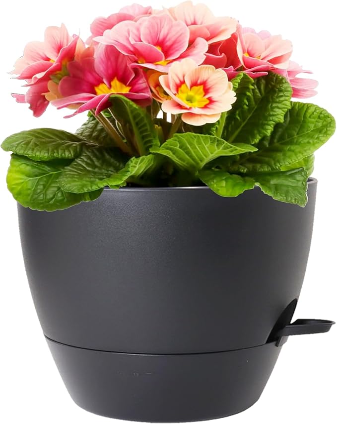 12 inch Large Self Watering Pots for Indoor Outdoor Plants, Flower Plant Pots with Mesh Drainage Holes for Garden House, Plastic Planters with Reservoir for Home Decor, Black