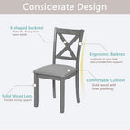 Ball & Cast Wood Frame Dining Chairs Set of 4, Modern Linen Upholstered Kitchen-Chairs with Padded Seat, 330lb Heavy Duty X-Backrest Side Chair for Dining Living Room, Easy Assembly, Gray