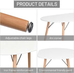 FurnitureR Dining Table Oval 47.2 Inch for 4-6 Person, Stylish Leisure Table Functional Table with Wooden Legs for Home Kitchen, Cafés, Small Places, White