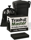 65 Gallon Contractor Heavy Duty Garbage Bags | 30 Bags w/Ties | X-Large 3 MIL Thickness | For Large Commercial Jobs | Construction Clean Up | Trash bags for Yard Clean up - TrashMaster (30)