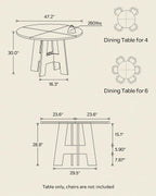 Farmhouse Round Dining Table for 4-6 People, 47" Wood Kitchen Table with Heavy Cross Pedestal Modern Circle Dinner Tables for Kitchen Living Room, Honey Brown