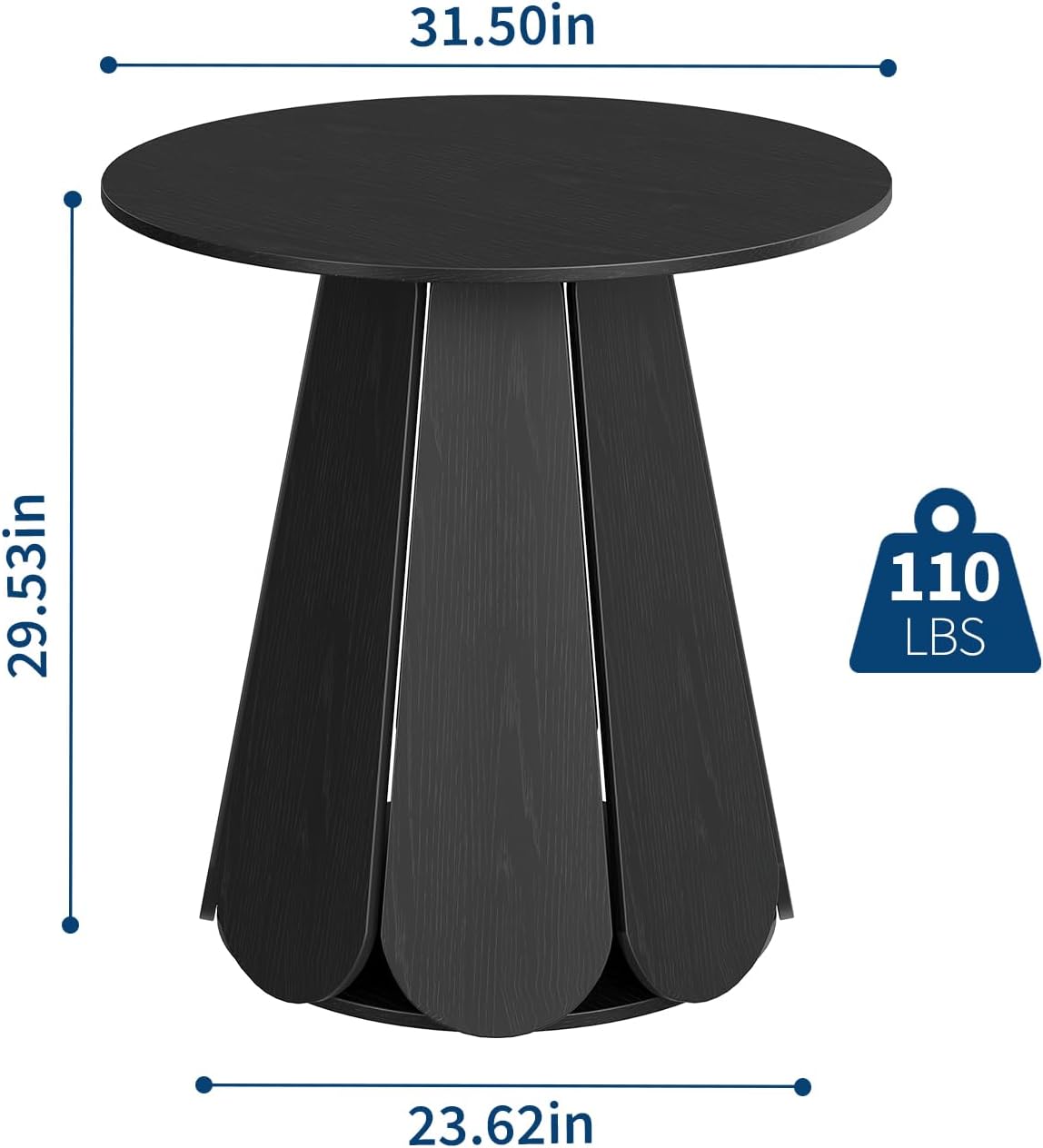 31.5" Round Dining Table, Small Circle Kitchen Table for 2-4 People, Modern Farmhouse Wood Dinning Room Tables with Pedestal Base, Space Saving Dinner Tables for Small Spaces, Mesa de Comedor, Black