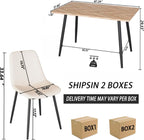 Small Dining Table Set for 4, Modern Dining Table and Chairs Set with 4 Fabric Dining Chairs, 5 Piece Wooden Dining Table Set, 47'' Kitchen Table Set, Ideal for Small Spaces