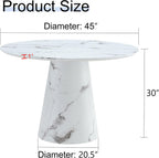 White Dining Table,45'' Round Dining Table for 4-6,Modern Marble-Look Kitchen Table with Stable Base,Space Saving Dinner Table for Kitchen,Apartment,Study.