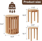 Stackable Stools Set of 4, 100% Solid Wood Stool No Installation Required, Side Table Multifunctional Space Saving 18 Inch Round Stool Modular Interlocking Coffe Table for Living Room