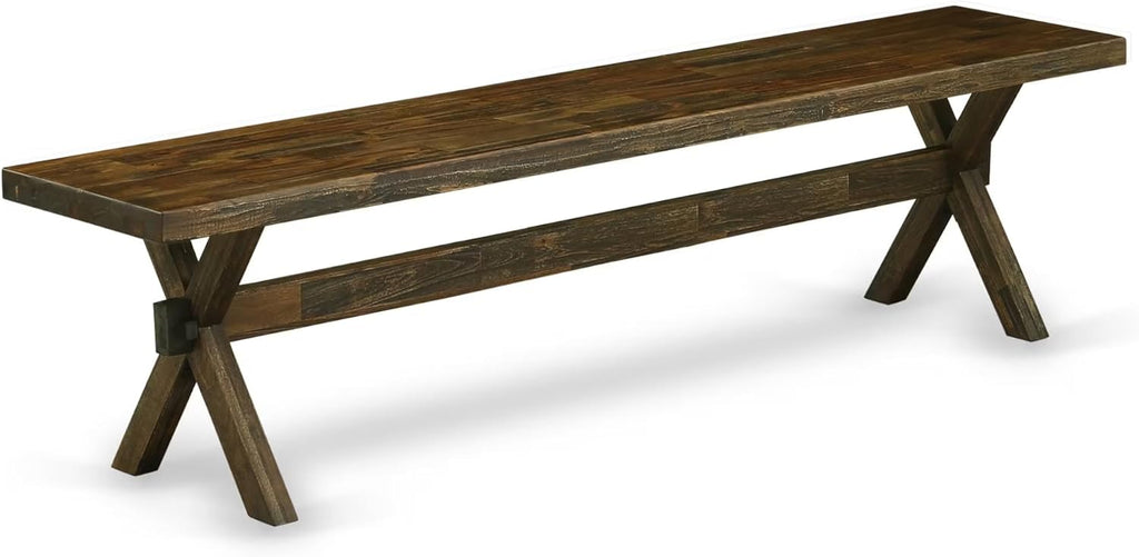 East West Furniture XB777 X-Style Modern Dining Room Bench with Wooden Seat, 72x15x18 Inch, Multi-Color