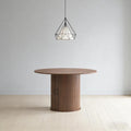 Round Dining Table with Storage Cabinet, Wood Kitchen Table with Double Doors & 2-Tier Storage Shelves, Cylindrical Pedestal Table for Small Spaces, Living Room, Seat for 4-6 People, Walnut