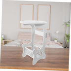 MERRYHAPY Modern Small Round Accent Table with Storage for Sofa Side Bedside Use Minimalist Design Coffee Table for Living Bedroom and Balcony Compact and Practical