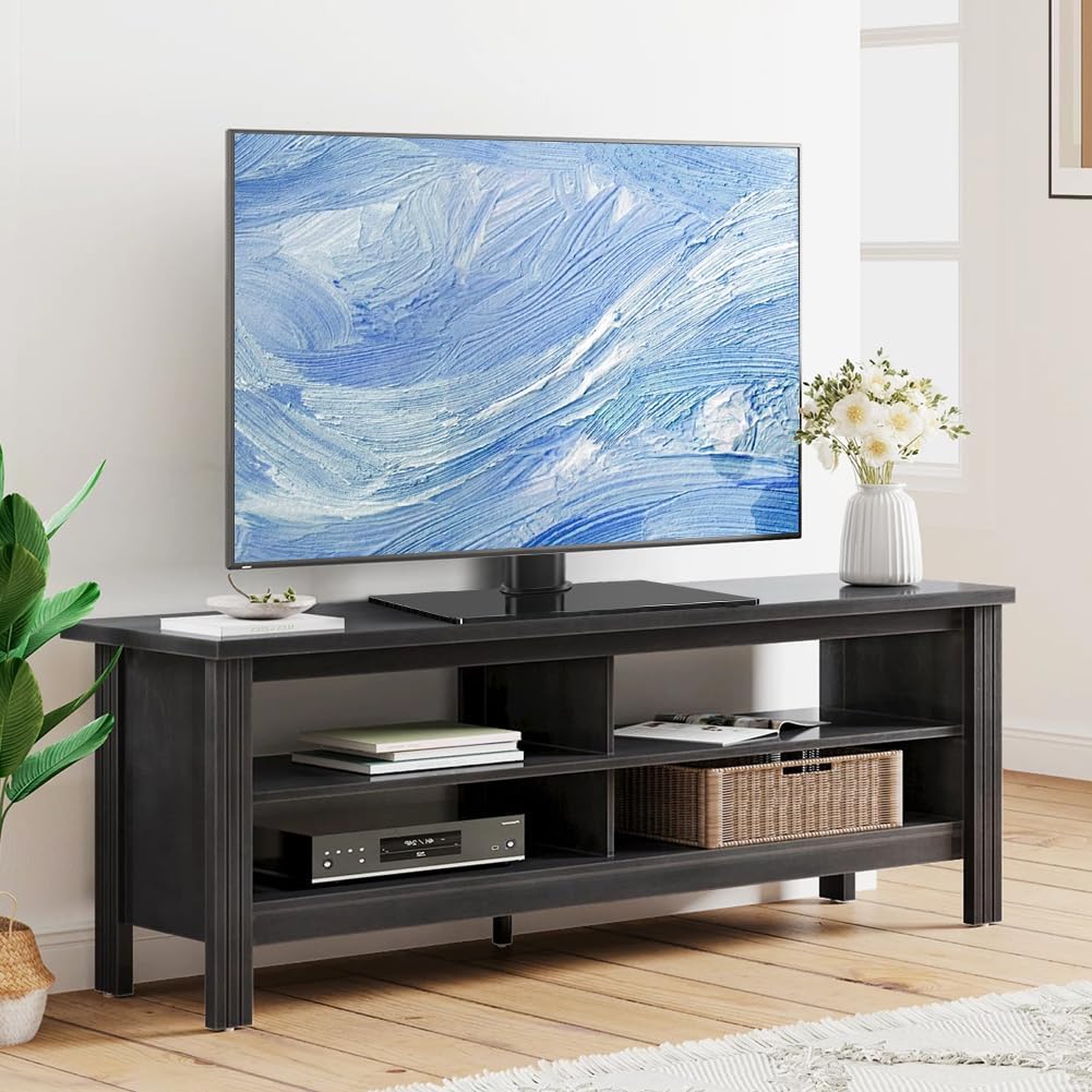 BFTOU Universal TV Stand for 13"–43" TVs Swivel 4 Level Height Adjustable Table Top TV Mount Stand Holds up to 77lbs