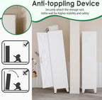 61" Kitchen Pantry Cabinet, Metal Storage Cabinet with 2 Doors and 3 Adjustable Shelves, White Food Pantry Cupboard for Kitchen, Dining Room, Living Room and Bathroom (White)