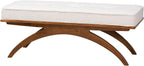 Baxton Studio Orella Boucle Fabric Bench, Cream/Walnut Brown