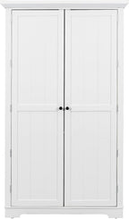 Shaker Style Kitchen Pantry with Drawers, Freestanding Storage Cupboard with Door Shelves, Adjustable Shelves and Pull-Out Trays,for Dining Room (White-B)