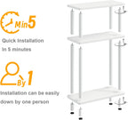 Apicizon Small Narrow Side Table, 3-Tier Skinny End Table with Storage Shelf, Slim Nightstand Bedside Table for Small Spaces, Living Room, Bderoom, White
