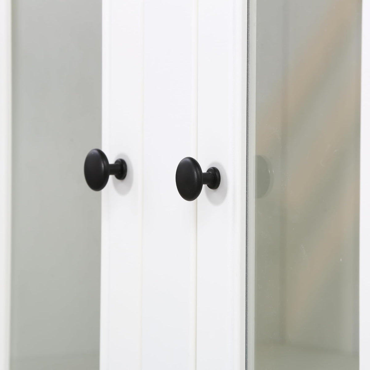 Havemies 36” Wide Freestanding Pantry with Glass Lattice Door, 75” Tall Farmhouse Kitchen Cabinet for Dishes, Linens & Storage, White Finish