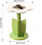 Funky Flower-Shaped Sofa Side Table, Small Nightstand/Coffee Table with Storage Tray, Cute Wooden End Tables, Furniture Decorative for Living Room, Bedroom, Small Spaces(Pink)