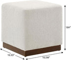 Brown 17" Square Boucle Upholstered Ottoman, Indoor-Outdoor Seating, Plush Fabric, Durable Construction, Versatile Home Decor Accent