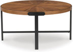 GTU Furniture Casual Acacia Wood Square 3-Piece Coffee Table Set, Cocktail Table with 2 Matching End Tables, Brown Finish for Living Room