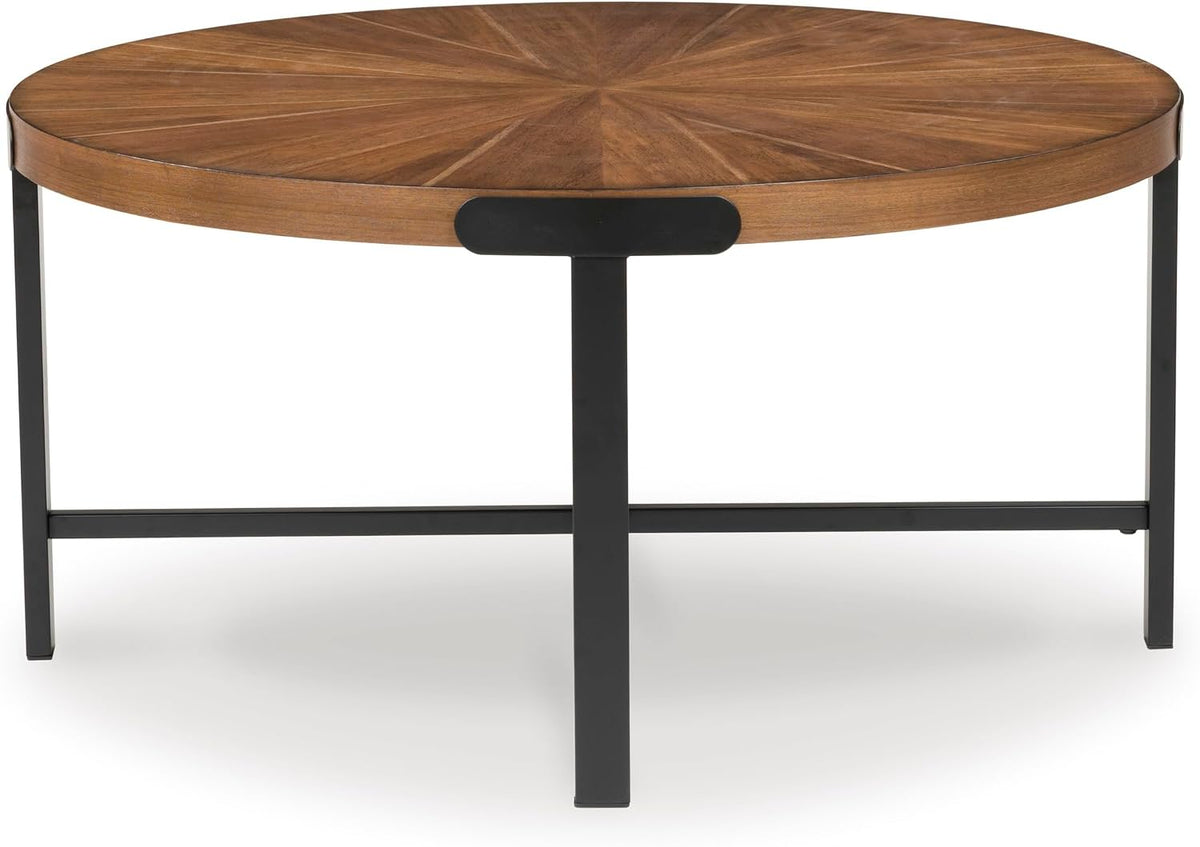 GTU Furniture Casual Acacia Wood Square 3-Piece Coffee Table Set, Cocktail Table with 2 Matching End Tables, Brown Finish for Living Room