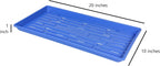 SUNPACK 10" x 20" Heavy Duty Shallow Plastic Seed Starting Tray, Blue, 1" - Lined with Drainage Holes for Excess Water and Aeration, Ideal for Greenhouses or Indoor Gardening