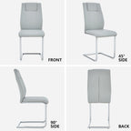cinkehome Modern Dining Chairs Set of 4 with Metal Legs, High Back Upholstered Armless Side Chair for Kitchen, Dining Room, Faux Leather