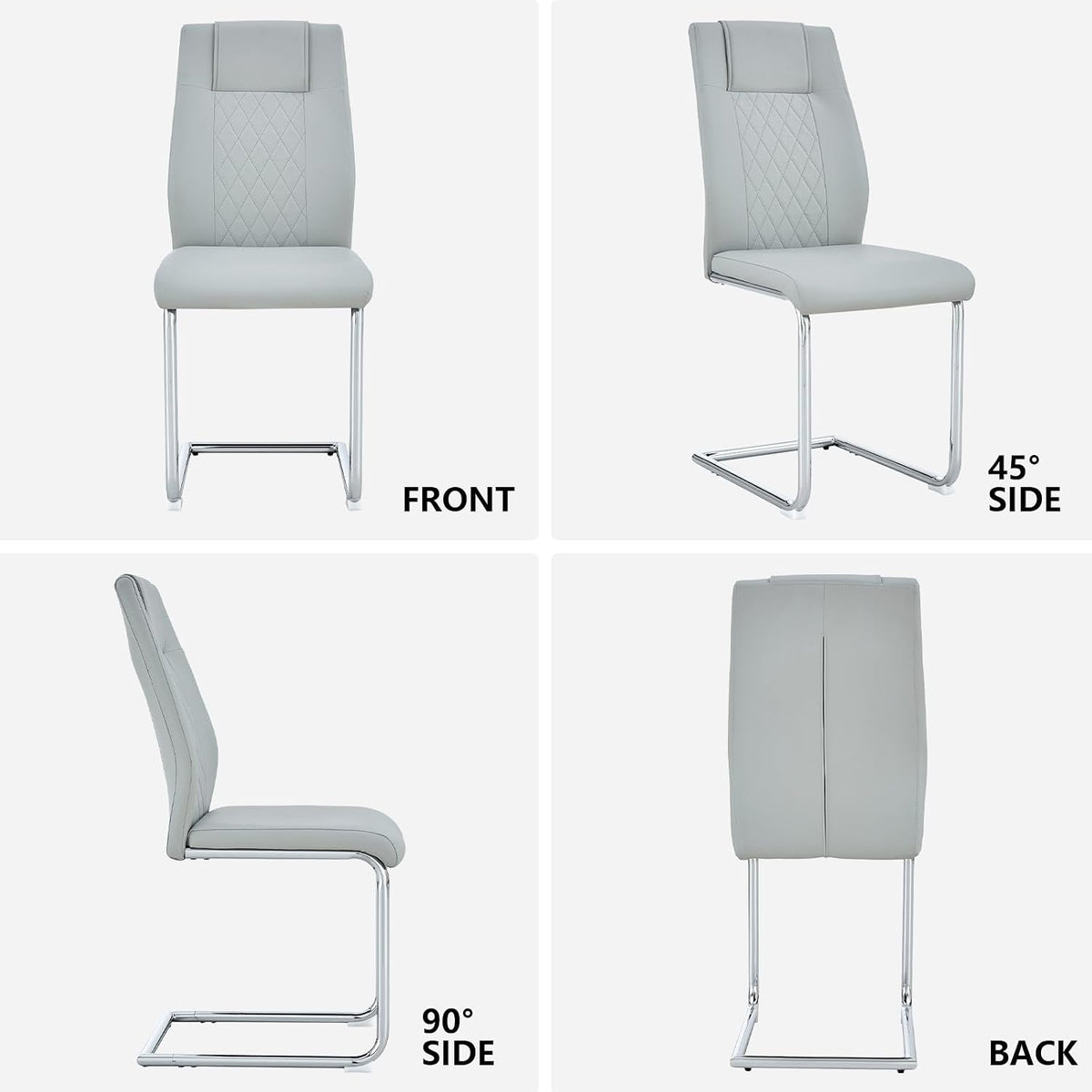 cinkehome Modern Dining Chairs Set of 4 with Metal Legs, High Back Upholstered Armless Side Chair for Kitchen, Dining Room, Faux Leather