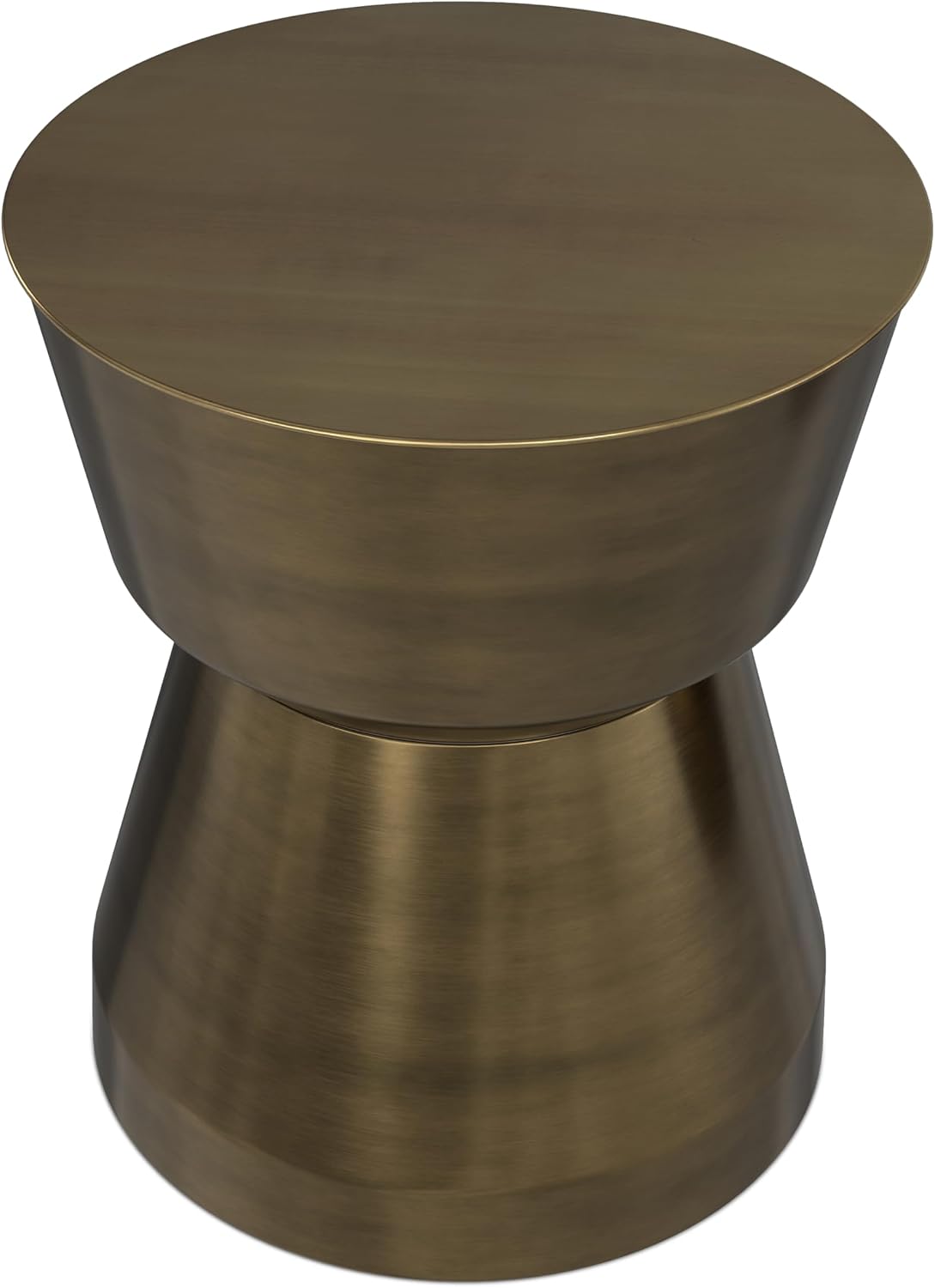 SIMPLIHOME Allegra Metal Table - 16 inch Wide Solid Iron Round Side Table in Antique Brass, Modern Accent End Table for Living Room, Bedroom or Office with Hourglass Silhouette, Assembled