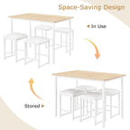VECELO Dining Table and Faux Leather Chairs Set for 4, Oak | Kitchen table and chairs set for 4, Faux leather stools, Wood tabletop, Sturdy metal frame, Space-saving, Easy assembly