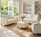 Welzona Couches for Living Room, 83"Teddy Sofa Couch, Sofas for Living Room | Tool-Free Setup Loveseat Sofa, All-Wood Love Seat Couches, 7.5"Spring Seat Cushion, Small Couch for Bedroom, 2 Pillows, Beige