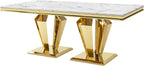 Modern Dining Table 66.9" Dining Room Table with Shiny Gold Stainless Steel Legs & Marble Grain Top for Kitchen,Dining Room,Rectangular