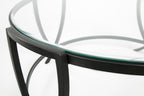 GTU Furniture Contemporary Glass Round 3-Piece Coffee Table Set, Cocktail Table with 2 Matching End Tables, Black Finish for Living Room
